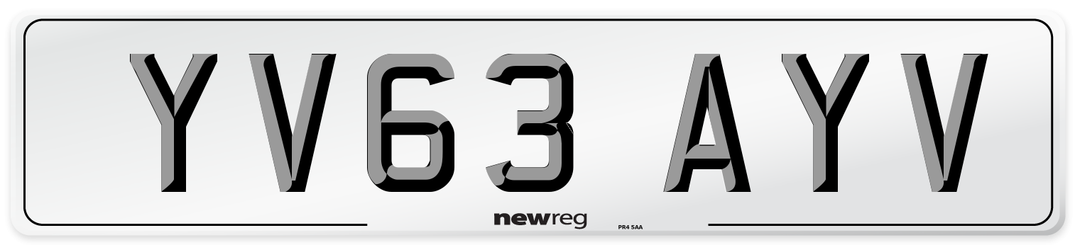 YV63 AYV Number Plate from New Reg